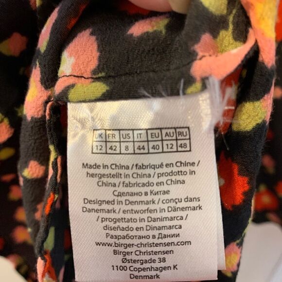 Rotate Birger Christensen “Emma” Floral Dress Size 8 US Ties at Waist Black Red - Picture 4 of 7